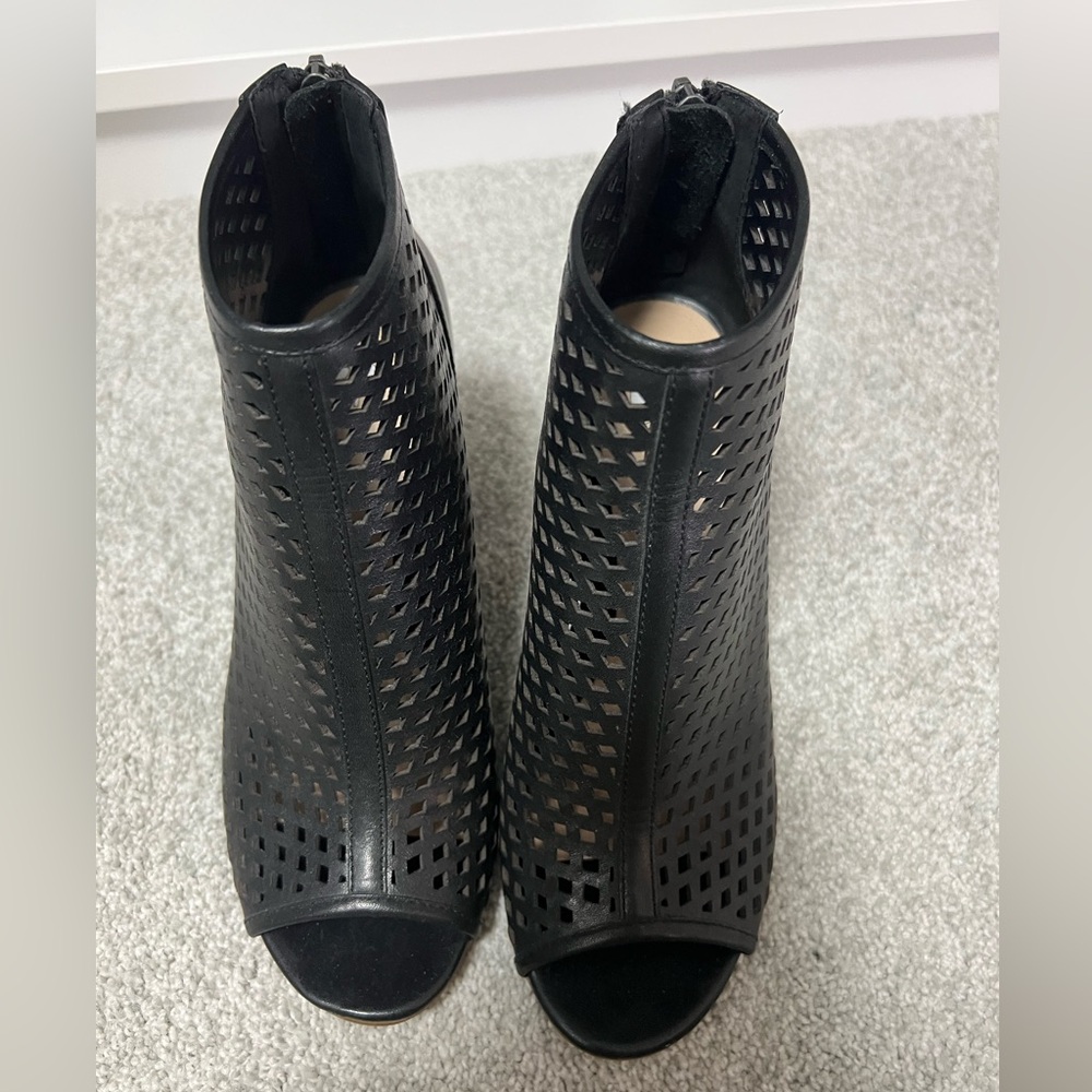 BP ankle booties with cut outs and peep toe